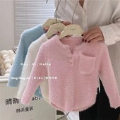 Mergaitės megztinis Baby One Cashmere Minkštas vaško spalvos megztinis Winter Explosion Plus Fleece Pastorintas megztinis megztinis Vaikiškas žieminis striukė