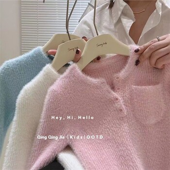 Πουλόβερ για κορίτσι Baby One Cashmere Soft Waxy πουλόβερ Winter Explosion Plus Fleece Παχύ πουλόβερ Πουλόβερ Παιδικό Χειμερινό μπουφάν