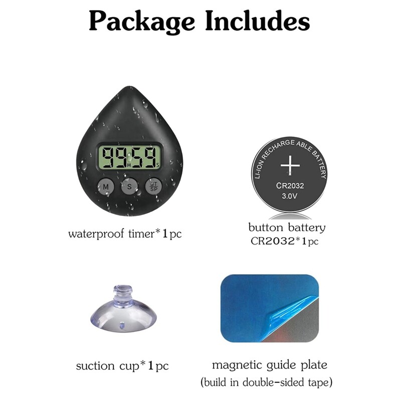 Αθόρυβος χρονοδιακόπτης ντους που δεν λειτουργεί με μπαταρίες, αδιάβροχο ψηφιακό χρονόμετρο, χαριτωμένο χρονόμετρο μικρού μεγέθους