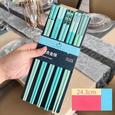 5 pāri irbuļi neslīdošiem pārtikas kociņiem Karbonādes irbulīši Atkārtoti lietojami ķīniešu irbulīši Galda piederumi Dāvanu virtuves rīki