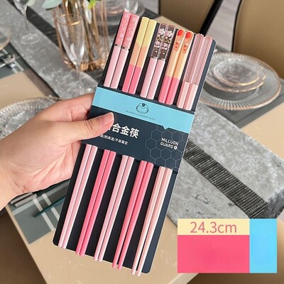 5 pāri irbuļi neslīdošiem pārtikas kociņiem Karbonādes irbulīši Atkārtoti lietojami ķīniešu irbulīši Galda piederumi Dāvanu virtuves rīki