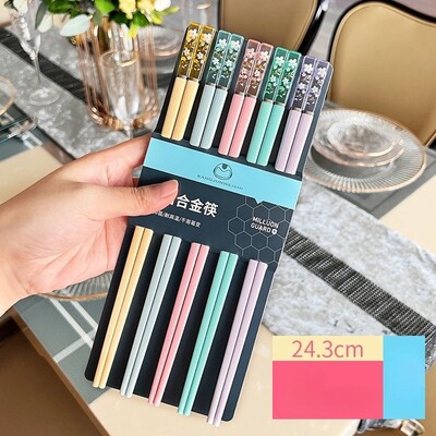 5 pāri irbuļi neslīdošiem pārtikas kociņiem Karbonādes irbulīši Atkārtoti lietojami ķīniešu irbulīši Galda piederumi Dāvanu virtuves rīki