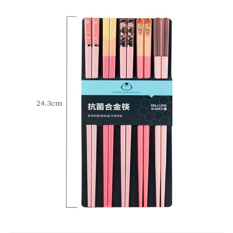 5 pāri irbuļi neslīdošiem pārtikas kociņiem Karbonādes irbulīši Atkārtoti lietojami ķīniešu irbulīši Galda piederumi Dāvanu virtuves rīki