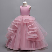 Merginos, 2024 m. vakarėlis, pamergių vakarėlis, vestuvinės išleistuvės Suknelės Komunija Krikštynos Moterys 5 7 9 11 14 metų baltai rožiniai ilgi kostiumai