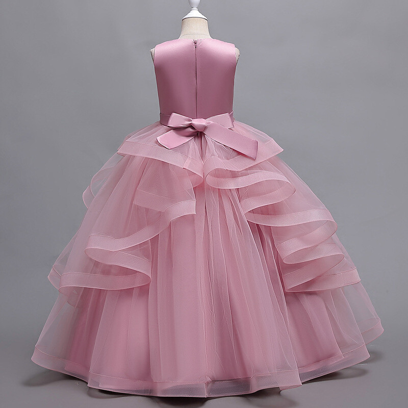 Merginos, 2024 m. vakarėlis, pamergių vakarėlis, vestuvinės išleistuvės Suknelės Komunija Krikštynos Moterys 5 7 9 11 14 metų baltai rožiniai ilgi kostiumai