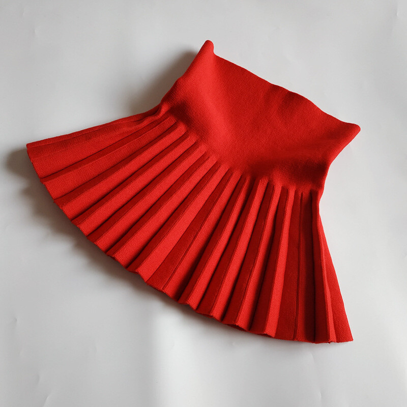 Bērnu svārki rudens/ziemas meiteņu svārki bērniem trikotāžas kroku svārki īsi svārki ar augstu vidukli kroku svārki vienkrāsaini