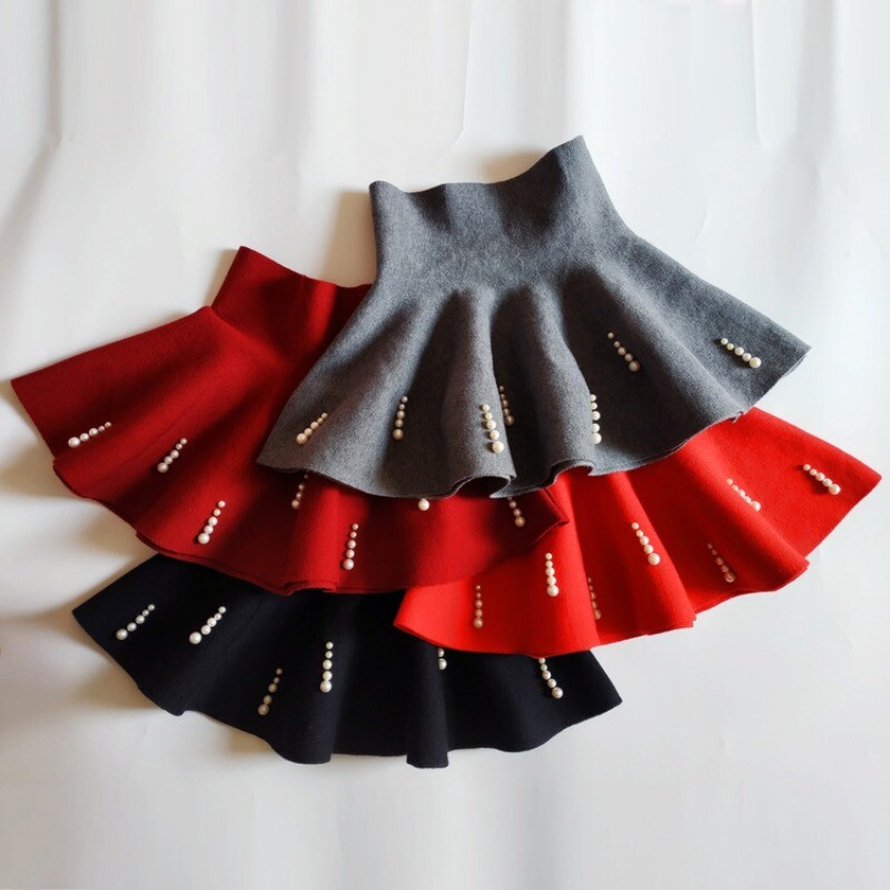 Νήπιο μωρό κοριτσάκι Πλισέ Tutu Φούστες Παιδικές Πέρλες Πλεκτή Φούστα Ψηλόμεση 2-10 Ετών Παιδικά Ρούχα Χειμώνα Φθινόπωρο SK006