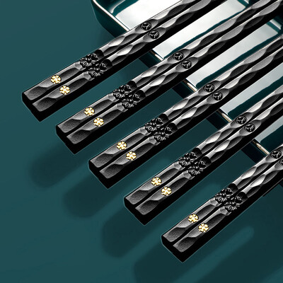 5 pár kínai japán pálcika Sushi pálcika Evőpálcika Újrafelhasználható ötvözetből készült evőpálcika Otthoni konyhai étkészletek szerszámtartozékok