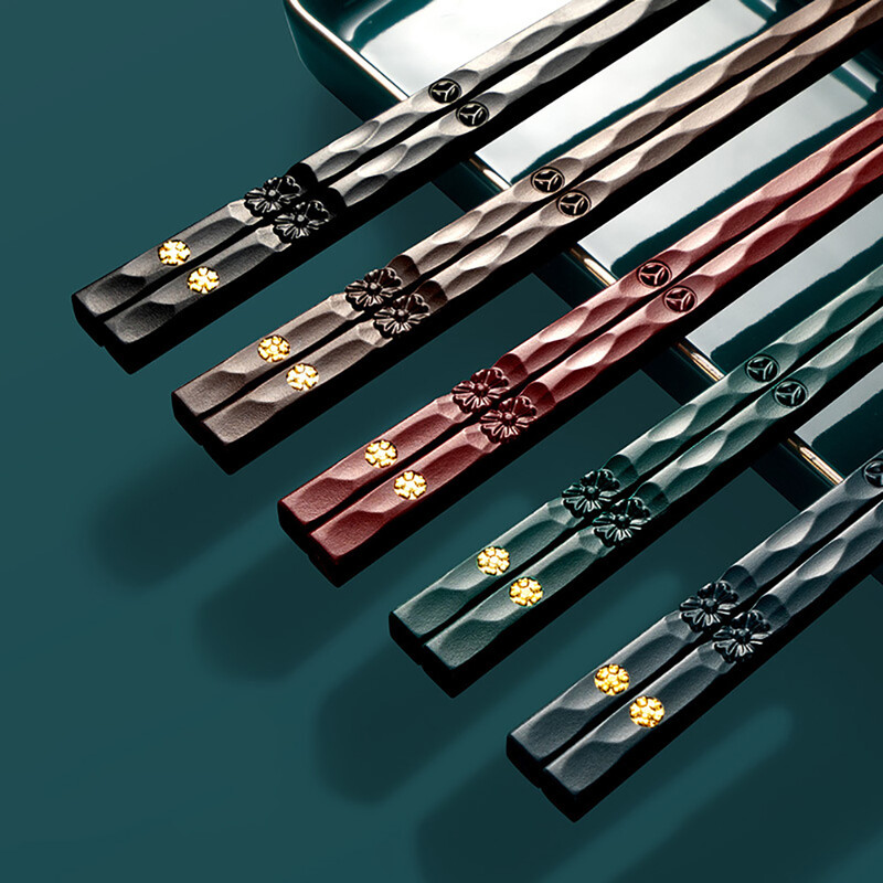 5 pár kínai japán pálcika Sushi pálcika Evőpálcika Újrafelhasználható ötvözetből készült evőpálcika Otthoni konyhai étkészletek szerszámtartozékok