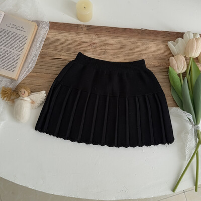 ελάφι Jonmi 2024 Νέες πλεκτές φούστες για κοριτσάκια για το φθινόπωρο Κορεάτικο στυλ μονόχρωμη παιδική πλισέ φούστα