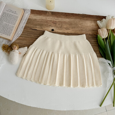 ελάφι Jonmi 2024 Νέες πλεκτές φούστες για κοριτσάκια για το φθινόπωρο Κορεάτικο στυλ μονόχρωμη παιδική πλισέ φούστα
