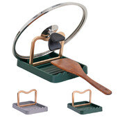 Plastikinis puodo dangčio laikiklis, sulankstomas šaukšto atrama šakutei.