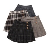 Őszi, téli lány kockás szoknya, redőzött tinédzser lányok ruhái, nagy méretű, elegáns gyerekruházat gyermekruházat JK szoknyaiskola