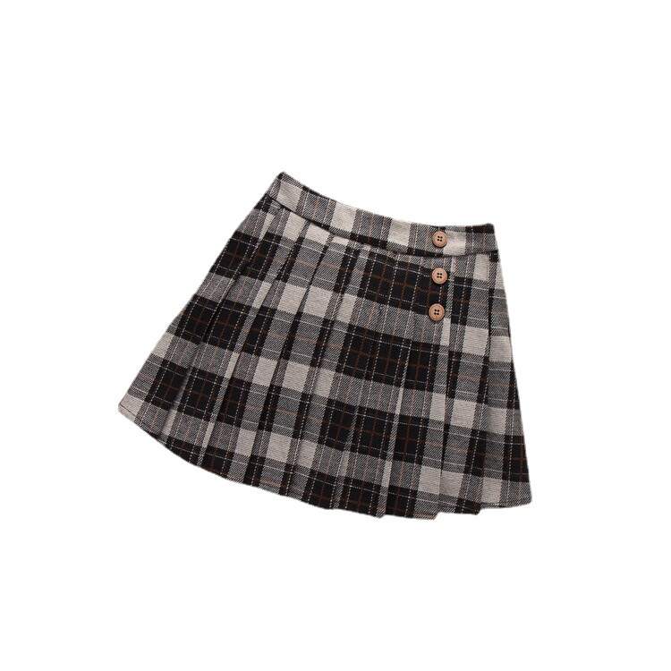 Őszi, téli lány kockás szoknya, redőzött tinédzser lányok ruhái, nagy méretű, elegáns gyerekruházat gyermekruházat JK szoknyaiskola
