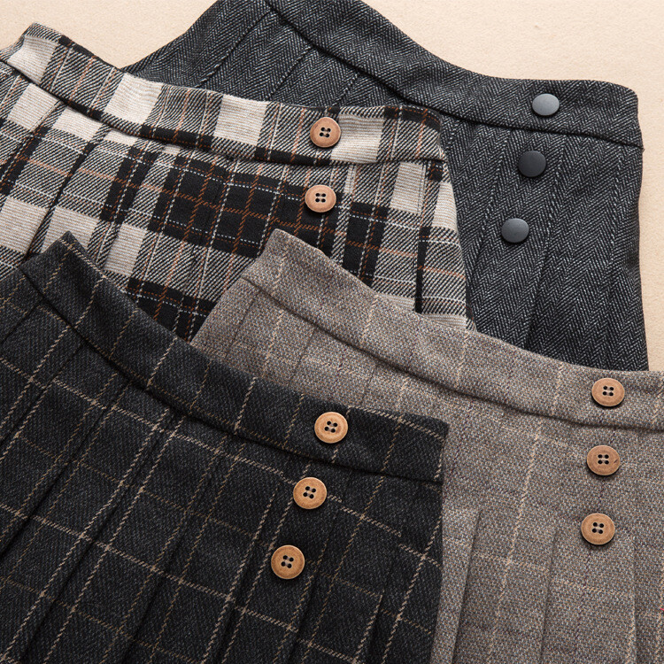 Őszi, téli lány kockás szoknya, redőzött tinédzser lányok ruhái, nagy méretű, elegáns gyerekruházat gyermekruházat JK szoknyaiskola