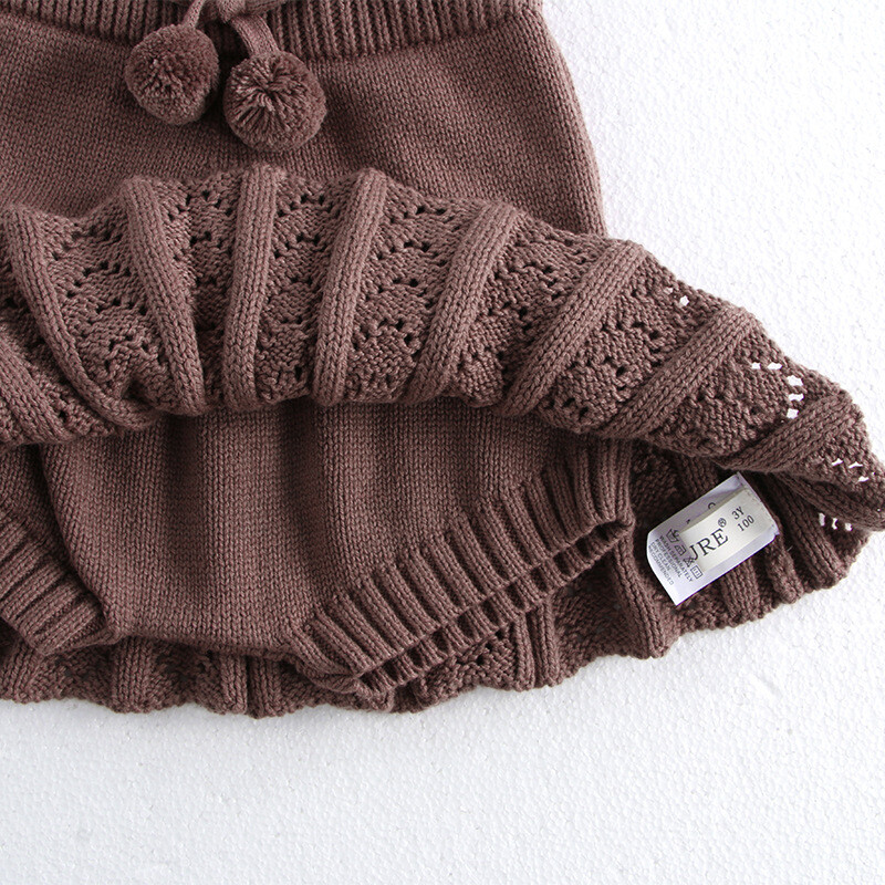 2024-es új őszi lányok, aranyos egyszínű kötött, redős szoknya gyerekeknek, vájt kötött rövidnadrágok