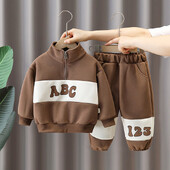 Autumn Ins Vaikams berniukams 2 vnt. Drabužių rinkinys Surištas raidžių stovas apykakle Megztiniai Laisvi kelnės, kostiumas mažyliams, berniukams, sportinis kostiumas