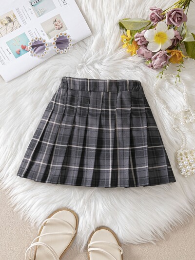 Κοριτσίστικη πλισέ φούστα, παιδική κοντή φούστα για όλες τις εποχές, πολυχρηστική φούστα σε γραμμή Α, μεσαία και μεγάλη παιδική, καλοκαιρινή καρό πολύχρωμη φούστα
