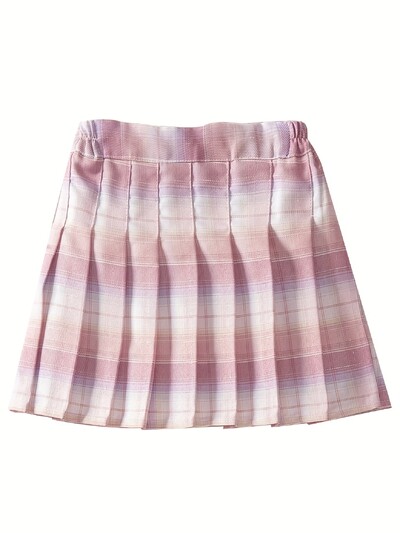 Κοριτσίστικη πλισέ φούστα, παιδική κοντή φούστα για όλες τις εποχές, πολυχρηστική φούστα σε γραμμή Α, μεσαία και μεγάλη παιδική, καλοκαιρινή καρό πολύχρωμη φούστα