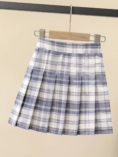 Κοριτσίστικη πλισέ φούστα, παιδική κοντή φούστα για όλες τις εποχές, πολυχρηστική φούστα σε γραμμή Α, μεσαία και μεγάλη παιδική, καλοκαιρινή καρό πολύχρωμη φούστα