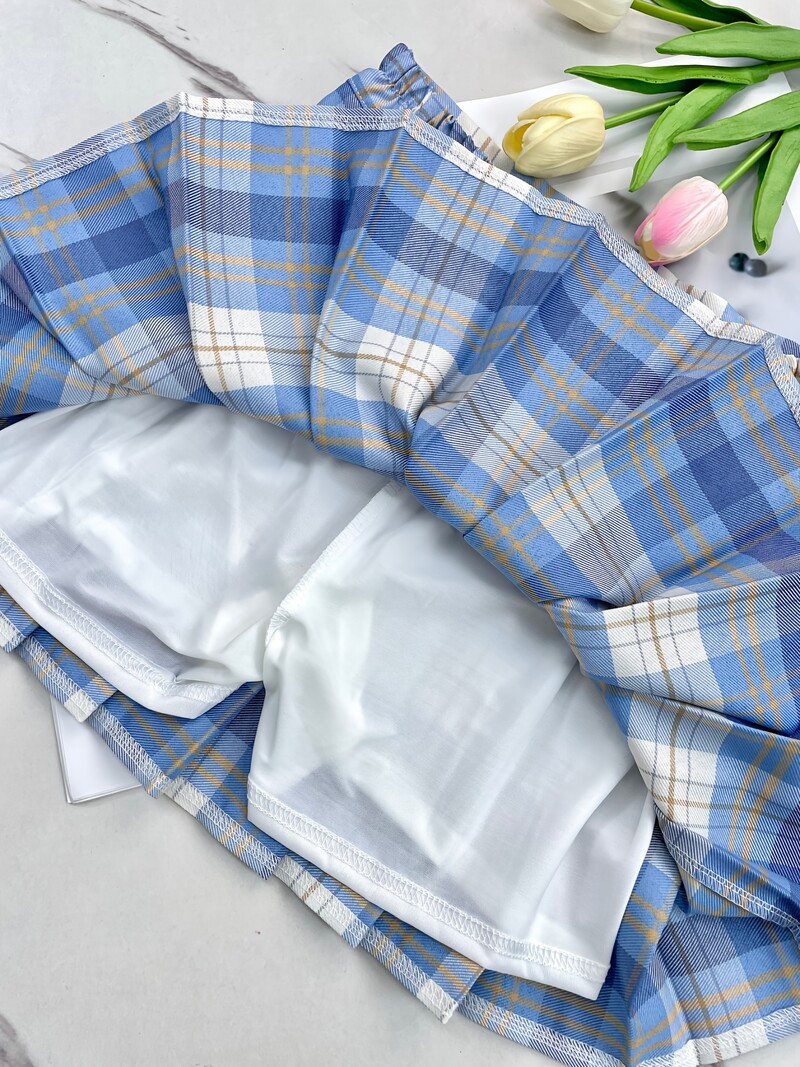 Κοριτσίστικη πλισέ φούστα, παιδική κοντή φούστα για όλες τις εποχές, πολυχρηστική φούστα σε γραμμή Α, μεσαία και μεγάλη παιδική, καλοκαιρινή καρό πολύχρωμη φούστα