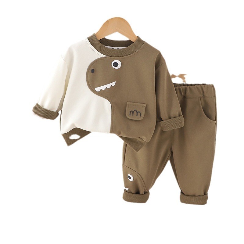 2024 Φθινόπωρο Παιδικά Βρεφικά αγόρια 2 ΤΕΜ Σετ Ρούχα Κινούμενα σχέδια με αντίθεση Πουλόβερ από μασίφ βαμβακερό παντελόνι Κοστούμι για μικρά αγόρια