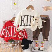 2024 Άνοιξη Φθινόπωρο Παιδικά Αγόρια 2 ΤΕΜ Σετ ρούχων Βαμβακερό γράμμα κινουμένων σχεδίων πουλόβερ μασίφ Παντελόνι Κοστούμι για μωρά για αγόρια