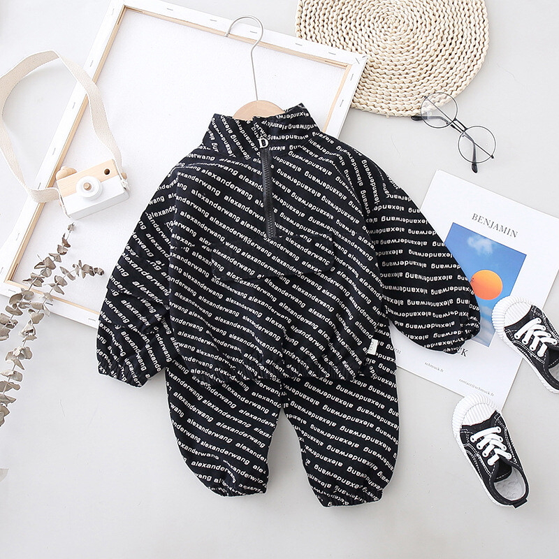 Set de haine de toamnă pentru copii, băieți, din bumbac, cu litere imprimate complet, pulovere sport casual, pantaloni largi, costum pentru copii mici, ținute pentru băieți