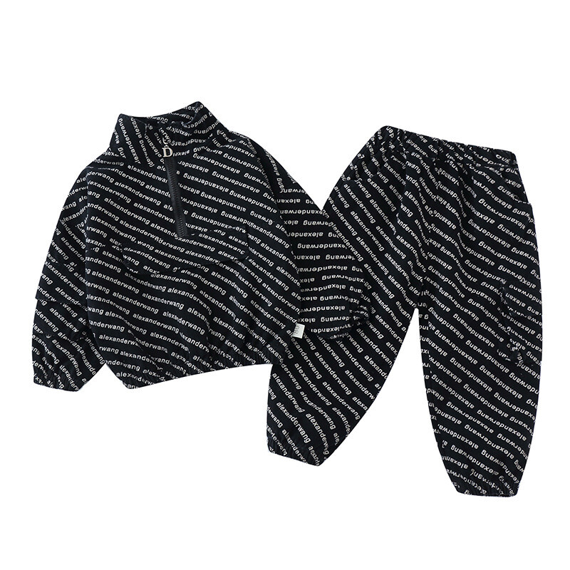 Set de haine de toamnă pentru copii, băieți, din bumbac, cu litere imprimate complet, pulovere sport casual, pantaloni largi, costum pentru copii mici, ținute pentru băieți