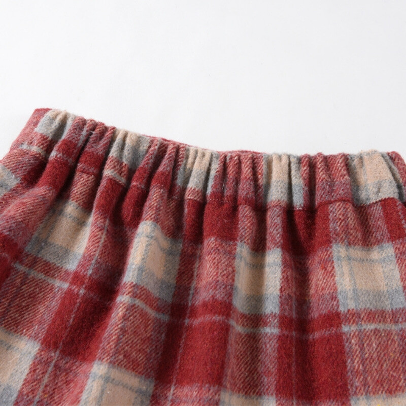 Baby Girl Princess Vilnas rūtaini īsi svārki ar oderi Mazu bērnu pusaudžu kokvilna silts mīksts retro ikdienas apģērbs zīdaiņiem 18M-16Y