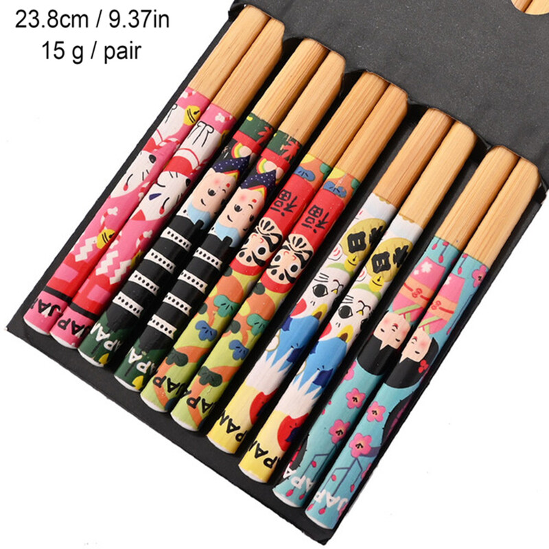 Japanski 5 pari bambusovih štapića za sushi Neklizajući štapići za hranu Hot Pot Višekratni kineski štapići Posuđe Kuhinjski alati