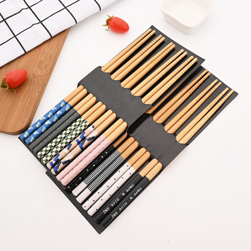Japanski 5 pari bambusovih štapića za sushi Neklizajući štapići za hranu Hot Pot Višekratni kineski štapići Posuđe Kuhinjski alati
