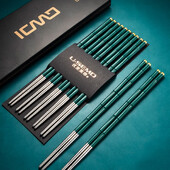 Csúcsminőségű japán rozsdamentes acél pálcika szett, fém csúszásmentes acél pálcika, újrafelhasználható élelmiszer Sushi pálcika Konyhai eszközök