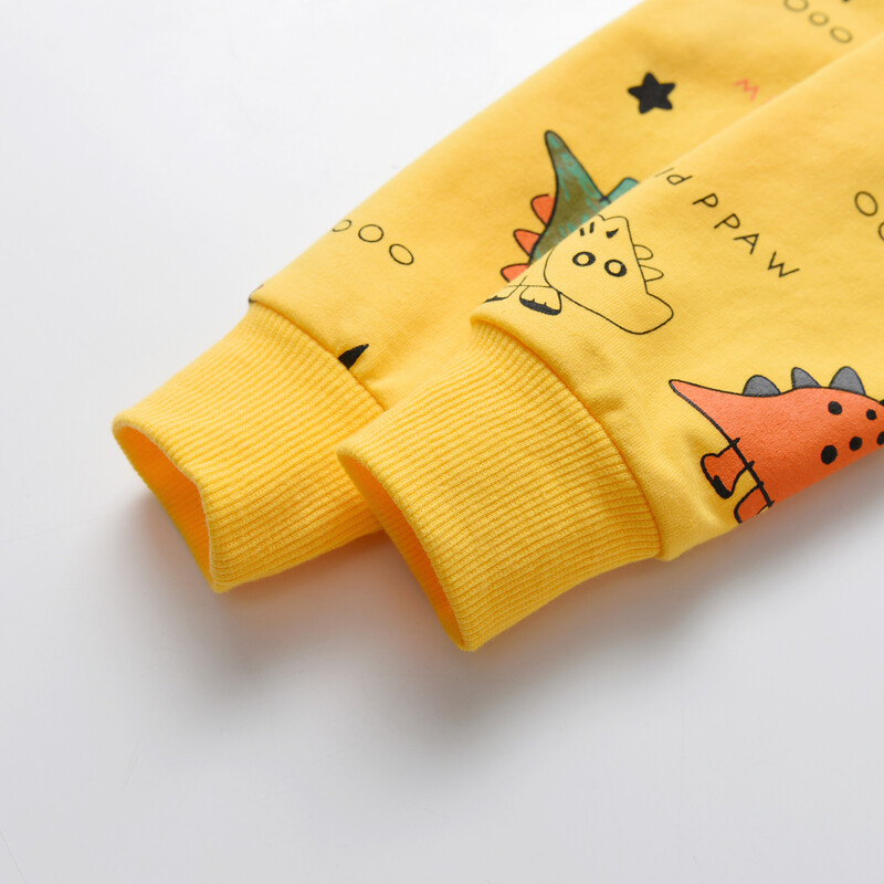 1 2 3 4 T Gyerek fiú baba divat ruha szett dinoszaurusz mintás hosszú ujjú felső és nadrág Kétrészes sportruha kisgyermek ruha