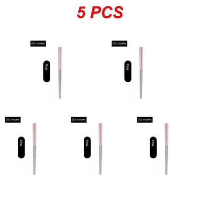 1-5 ζεύγος επαναχρησιμοποιήσιμα κινέζικα ξυλάκια από ανοξείδωτο ατσάλι Αντιολισθητικό ιαπωνικό κινέζικο κορεατικό φαγητό Μεταλλικά μπριζόλες επιτραπέζια μπαστούνια κουζίνας