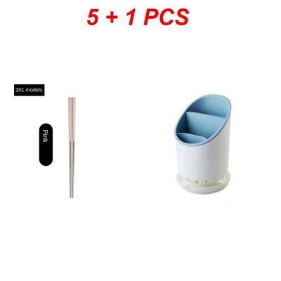 1-5 ζεύγος επαναχρησιμοποιήσιμα κινέζικα ξυλάκια από ανοξείδωτο ατσάλι Αντιολισθητικό ιαπωνικό κινέζικο κορεατικό φαγητό Μεταλλικά μπριζόλες επιτραπέζια μπαστούνια κουζίνας