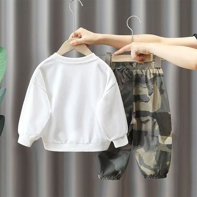 Őszi gyerek fiú ruha szett betűs pulóverek pulóver felső és tehernadrág 2db öltöny gyerekek lányok divat terepszínű tréningruha