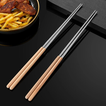 Chopsticks από ανοξείδωτο χάλυβα Long Chopsticks Cook Noodles Deep Fried Hot Pot Κινέζικα chopsticks επαναχρησιμοποιήσιμα μεταλλικά chopstick επιτραπέζια σκεύη