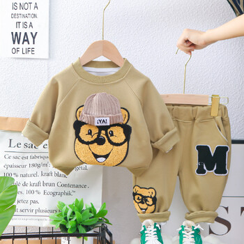 Ins Autumn Kids Boys 2PCS Σετ ρούχων Cartoon Bear Casual βαμβακερά φούτερ Φαρδιά φούτερ κοστούμι Κοστούμι για μικρά αγόρια