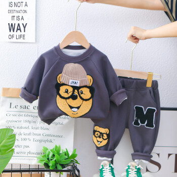 Ins Autumn Kids Boys 2PCS Σετ ρούχων Cartoon Bear Casual βαμβακερά φούτερ Φαρδιά φούτερ κοστούμι Κοστούμι για μικρά αγόρια