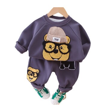 Ins Autumn Kids Boys 2PCS Σετ ρούχων Cartoon Bear Casual βαμβακερά φούτερ Φαρδιά φούτερ κοστούμι Κοστούμι για μικρά αγόρια