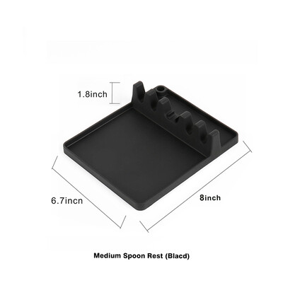 Silikoninis indų šaukšto atramas viryklės viršeliui su lašintuvu. Keli virtuvės įrankiai, karščiui atsparus mentelės nutekėjimo laikiklis