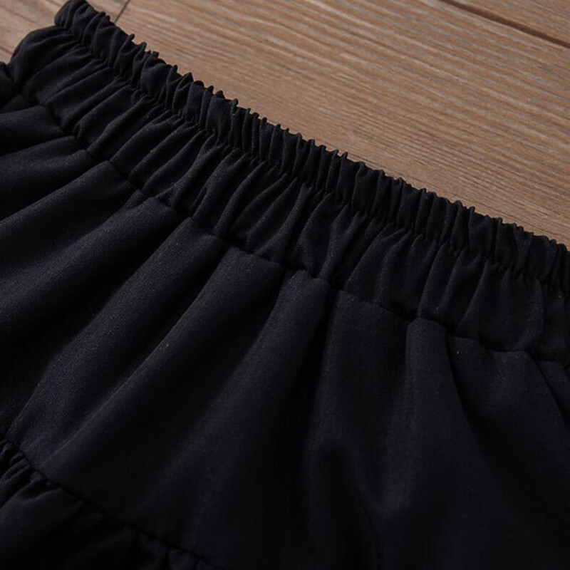 3–12 metų mokyklinukės baltai juodai aukštu juosmeniu klostuotas sijonas kūdikiui paauglei trumpi sijonai vaikams sijonai vaikiški drabužiai