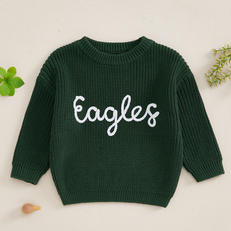 FOCUSNORM 0-7Y őszi téli baba fiú lányok kötött pulóver 2 színű betűs hímzés, nyakú hosszú ujjú pulóver felsők