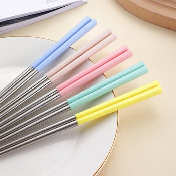 5 ζεύγη chopsticks από ανοξείδωτο χάλυβα Κορεατικά φορητά μεταλλικά chopsticks ταξιδιού Food Sushi Sticks Αντιολισθητικά επαναχρησιμοποιούμενα εύκολα στο καθάρισμα