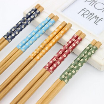 5 ζεύγη chopsticks από φυσικό μπαμπού Cherry Χειροποίητο Υγιές, μη τοξικό, επαναχρησιμοποιήσιμο τσοπ ξυλάκι 24 εκ. Μακριά μπριζόλα γιαπωνέζικου στυλ