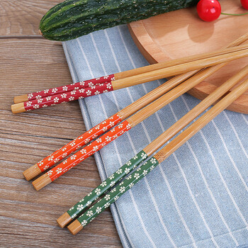 5 ζεύγη chopsticks από φυσικό μπαμπού Cherry Χειροποίητο Υγιές, μη τοξικό, επαναχρησιμοποιήσιμο τσοπ ξυλάκι 24 εκ. Μακριά μπριζόλα γιαπωνέζικου στυλ