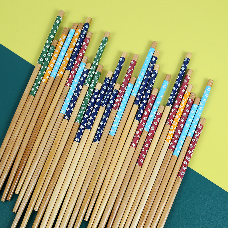 5 paari naturaalsest bambusest söögipulgad, kirss, käsitsi valmistatud terved, mittetoksilised korduvkasutatavad söögipulgad 24 cm pikkused Jaapani stiilis söögipulgad