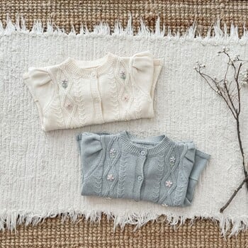 deer jonmi 2024 Νέο Φθινοπωρινό Baby Girls Knitted Cardigan Πουλόβερ Χειροποίητο Κέντημα Μακρυμάνικο Παλτό Παιδικό Χαριτωμένο Πουλόβερ