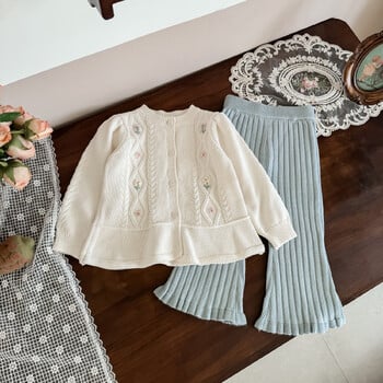 deer jonmi 2024 Νέο Φθινοπωρινό Baby Girls Knitted Cardigan Πουλόβερ Χειροποίητο Κέντημα Μακρυμάνικο Παλτό Παιδικό Χαριτωμένο Πουλόβερ